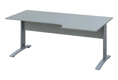 ERK 18 - 186 stůl kancelářský, rohový, pravý, kovová podnož stříbrná, deska 18 mm, široký 1800 mm, šedá